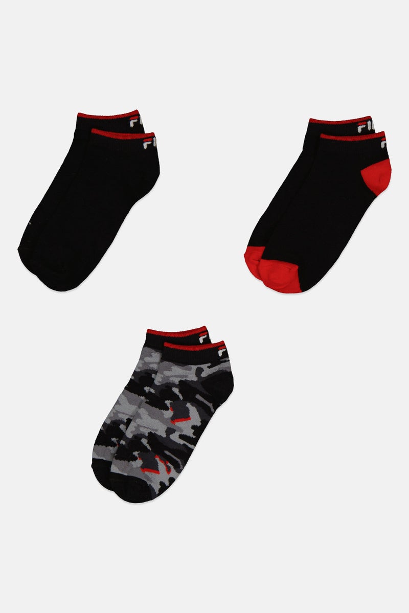 FILA Kids Boy 3 Pairs Brand Logo Invisible Socks, Multicolor - Image 3